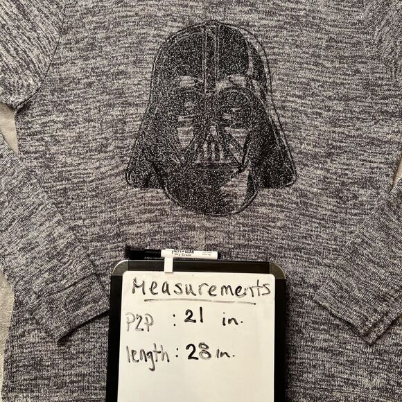 Star Wars Women's Top Large Gray Darth Vader Glitter Shimmer Long Sleeve Shirt - Picture 7 of 7